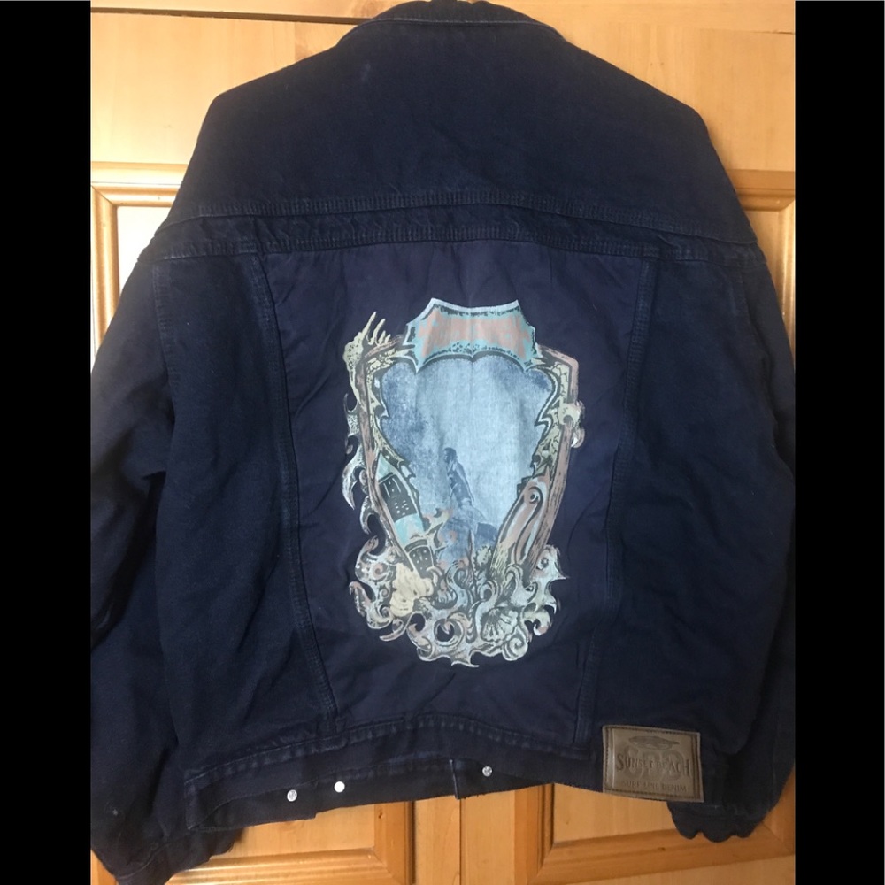 Sunset Beach sz L 90s vintage denim lined jacket